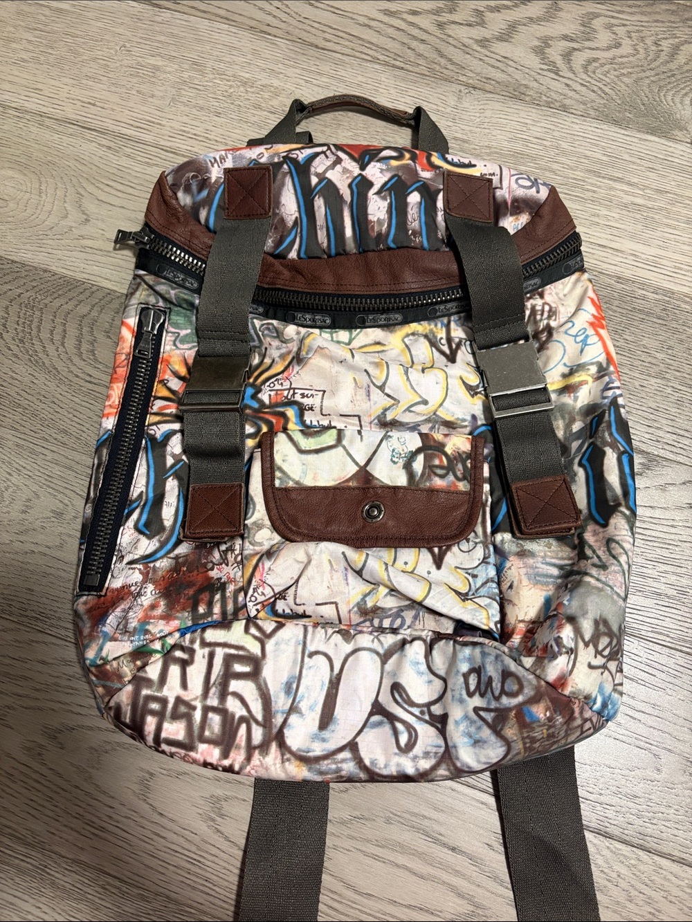 RARE Vintage Lesportsac The OC Graffitti Backpack